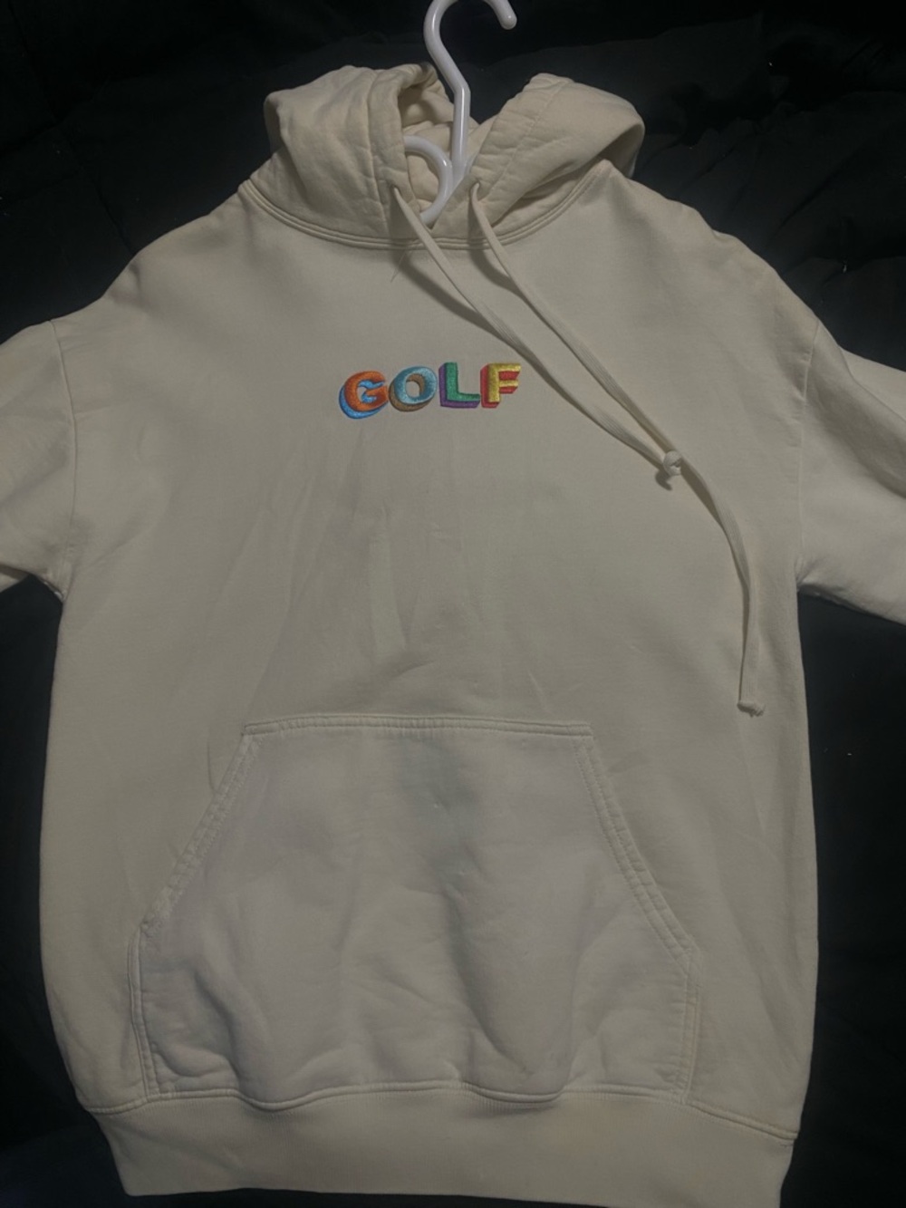 Golf Wang Cream Hoodie with Multicolor Rainbow Logo